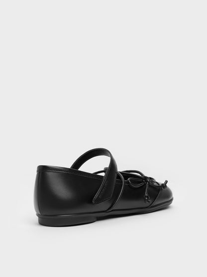 CHARLES & KEITH Special Offer / Aether Lace-Up Split-Toe Mary Jane Flats - Black
