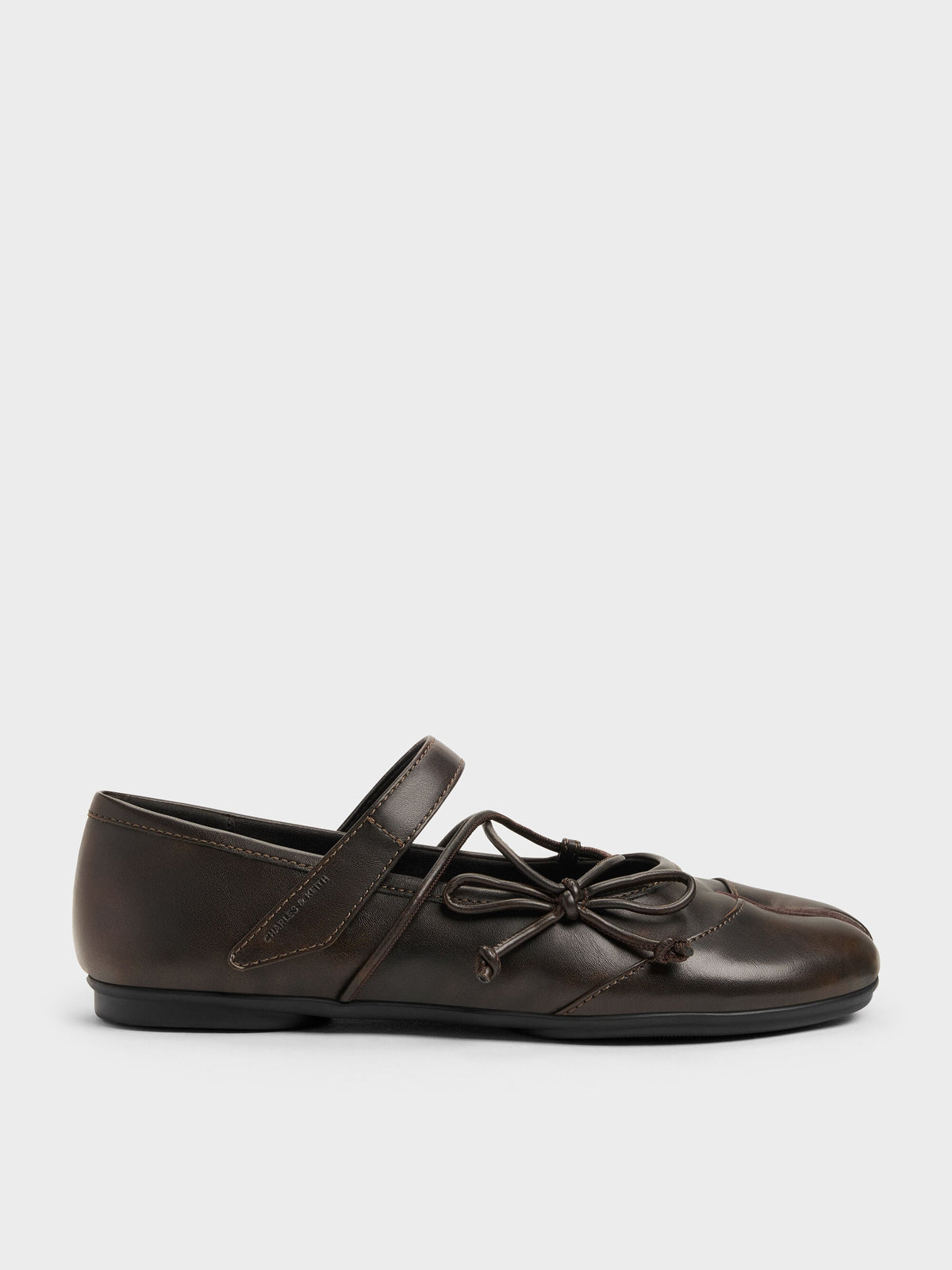 CHARLES & KEITH Customer Favorite / Aether Lace-Up Split-Toe Mary Jane Flats - Brown