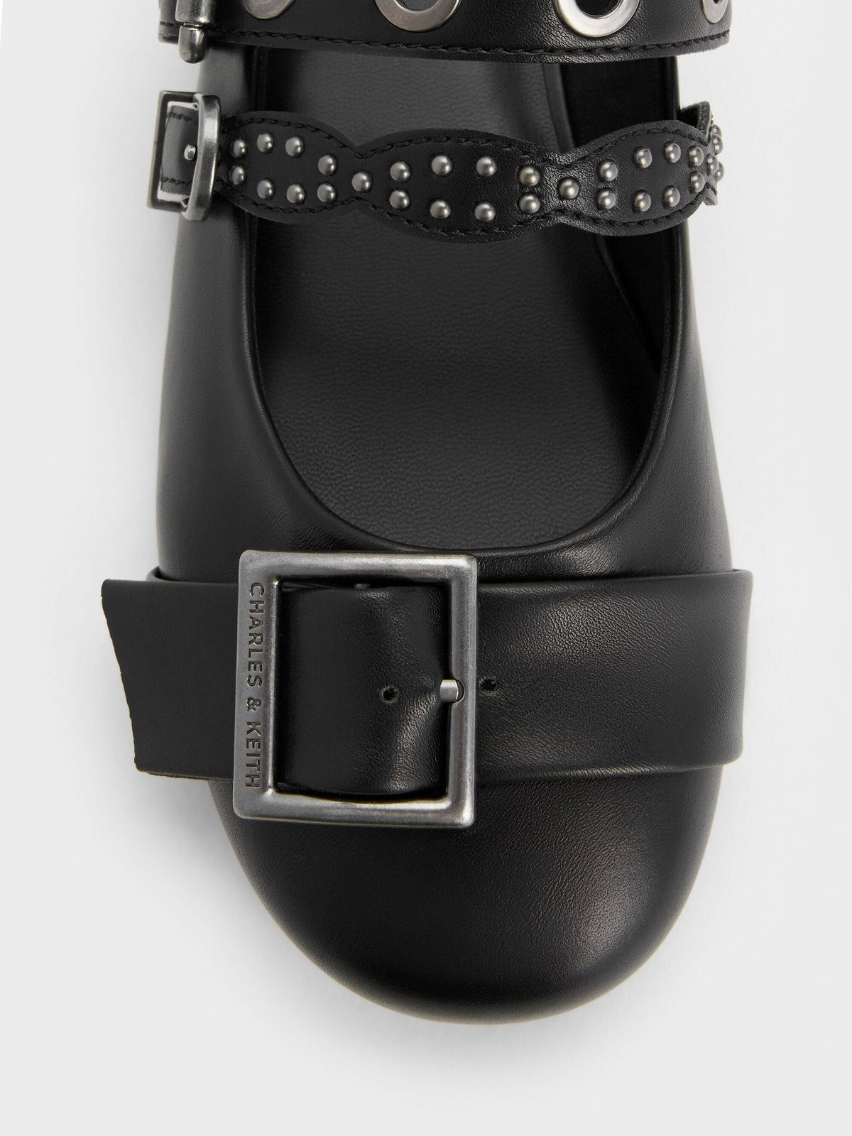 CHARLES & KEITH Featured / Aether Grommet Studded Mary Jane Flats - Black