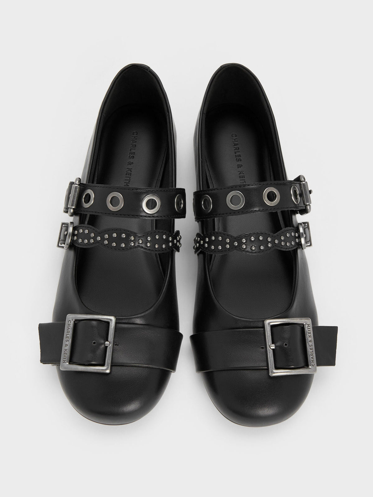 CHARLES & KEITH Featured / Aether Grommet Studded Mary Jane Flats - Black