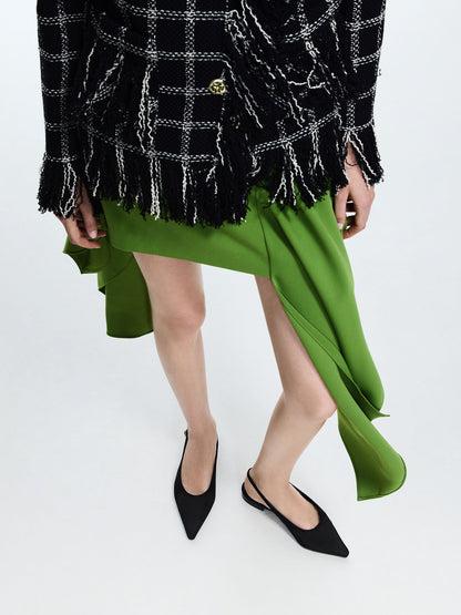 CHARLES & KEITH Best Seller / Emelia Faux Suede Slingback Flats - Black Textured