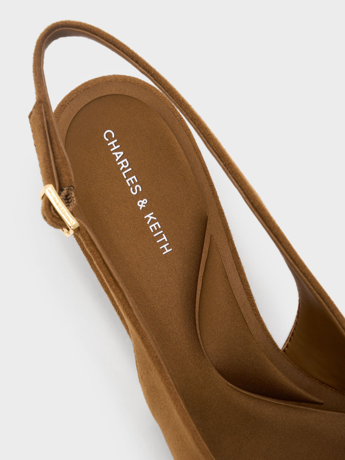 CHARLES & KEITH Sale / Emelia Faux Suede Slingback Flats - Camel