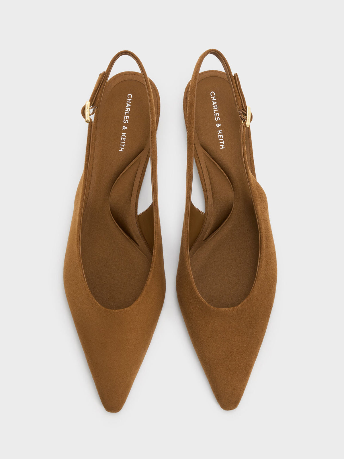 CHARLES & KEITH Sale / Emelia Faux Suede Slingback Flats - Camel