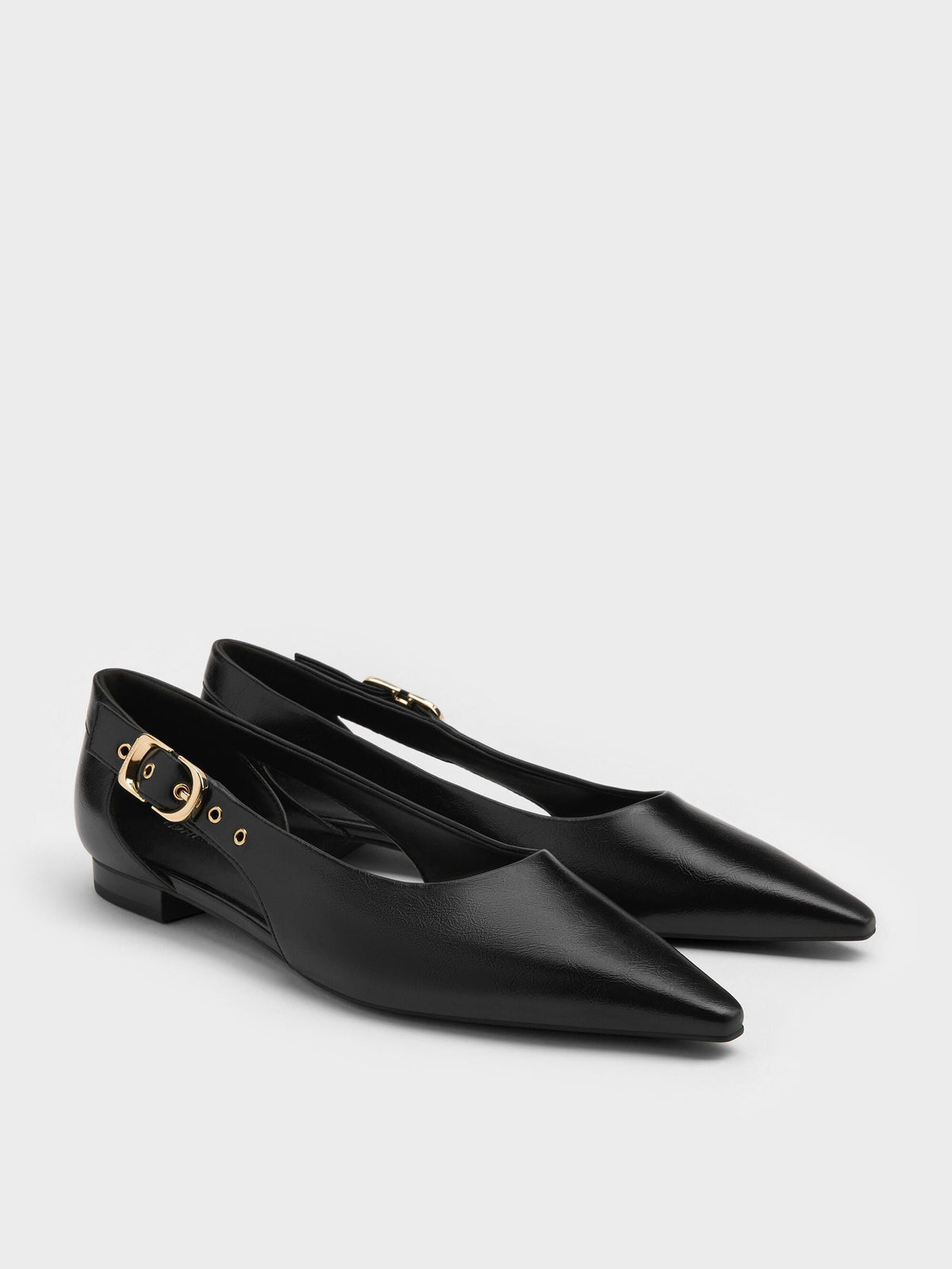 CHARLES & KEITH Value / Buckled Cut-Out Ballet Flats - Black