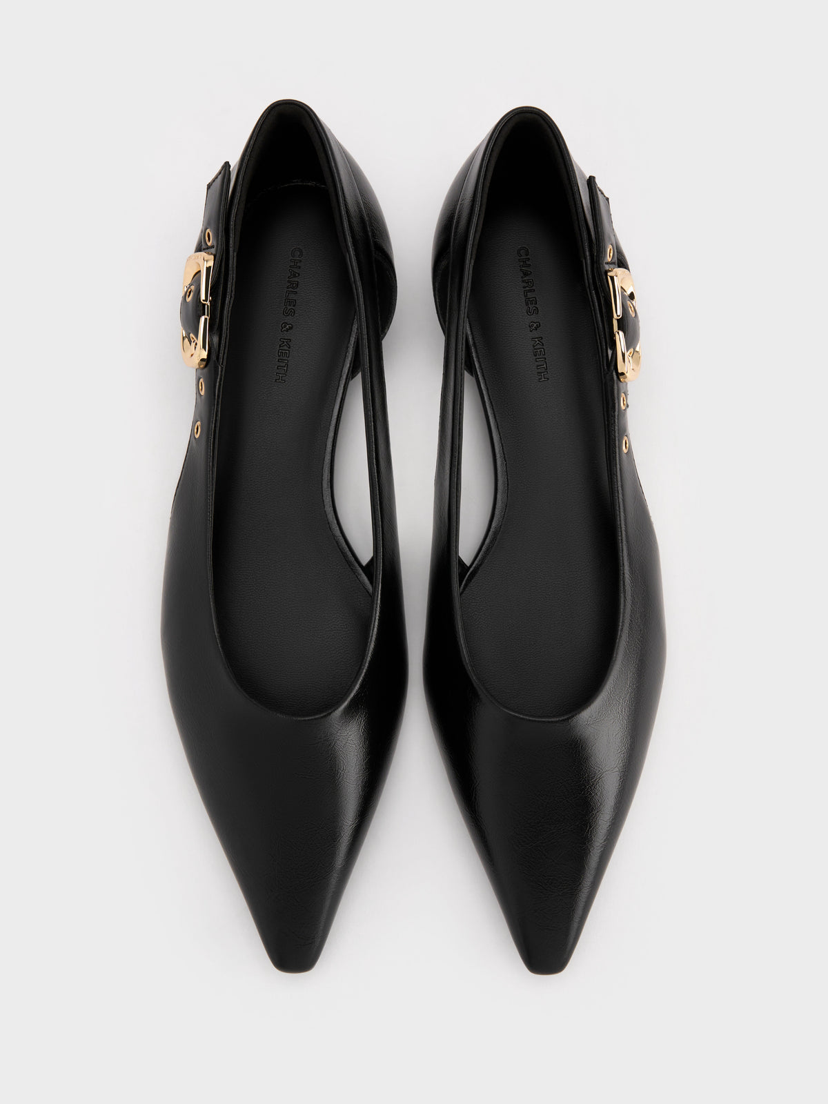 CHARLES & KEITH Value / Buckled Cut-Out Ballet Flats - Black