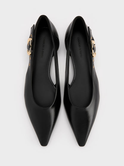 CHARLES & KEITH Value / Buckled Cut-Out Ballet Flats - Black