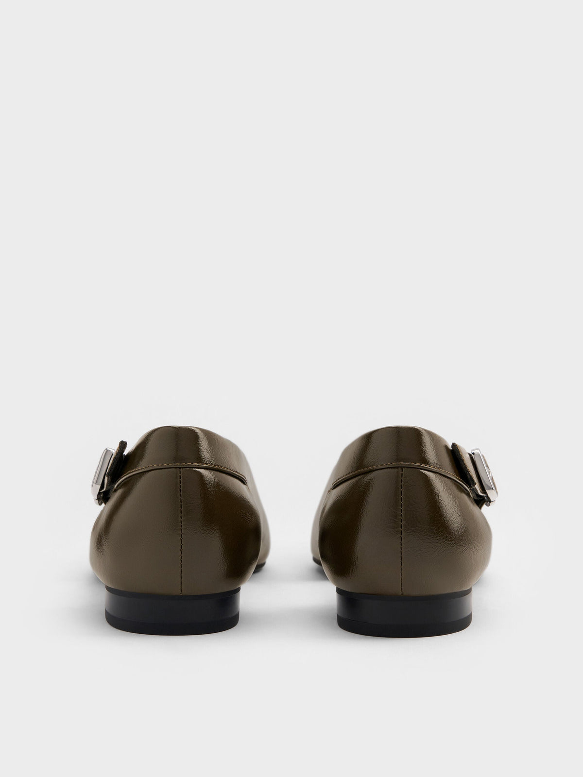 CHARLES & KEITH Sale / Buckled Cut-Out Ballet Flats - Olive
