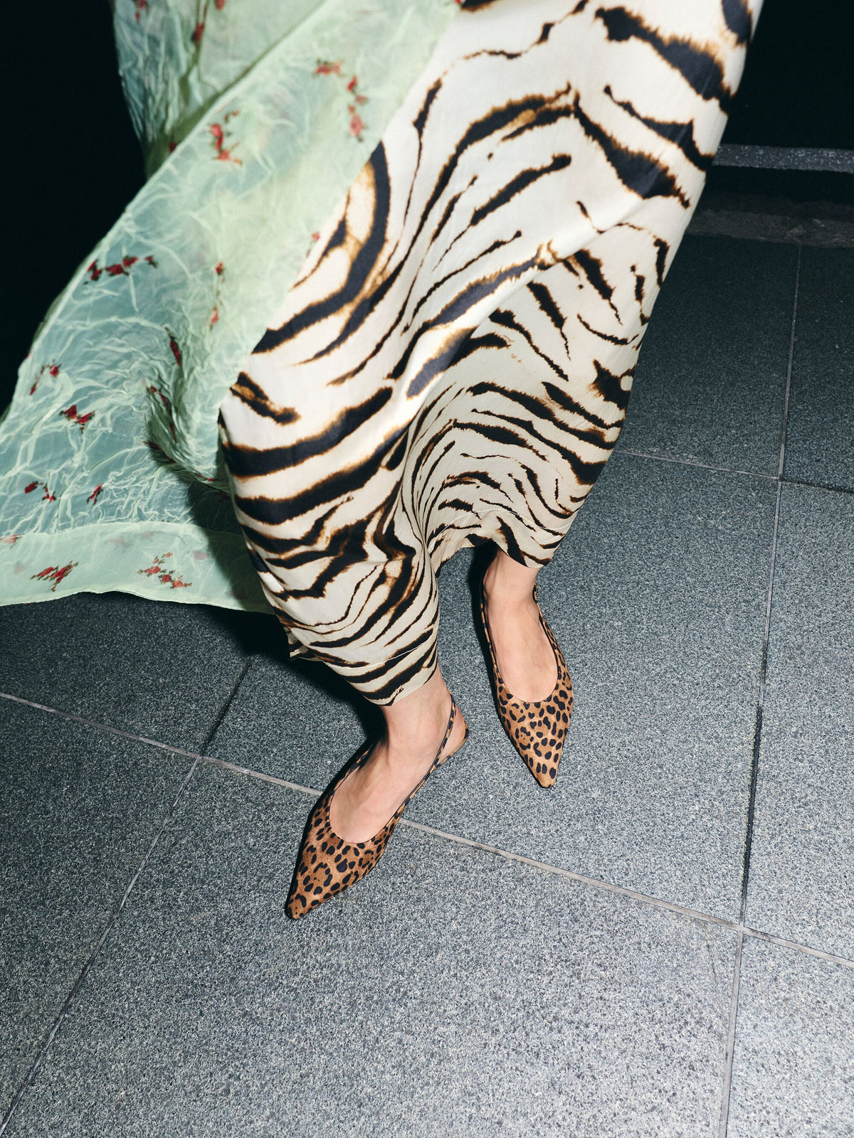 CHARLES & KEITH Value / Emelia Leopard-Print Slingback Flats - Animal Print Natural