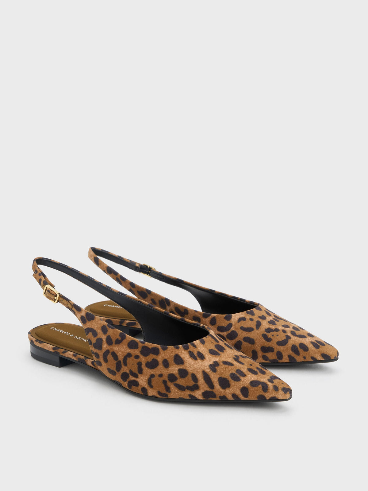 CHARLES & KEITH Value / Emelia Leopard-Print Slingback Flats - Animal Print Natural