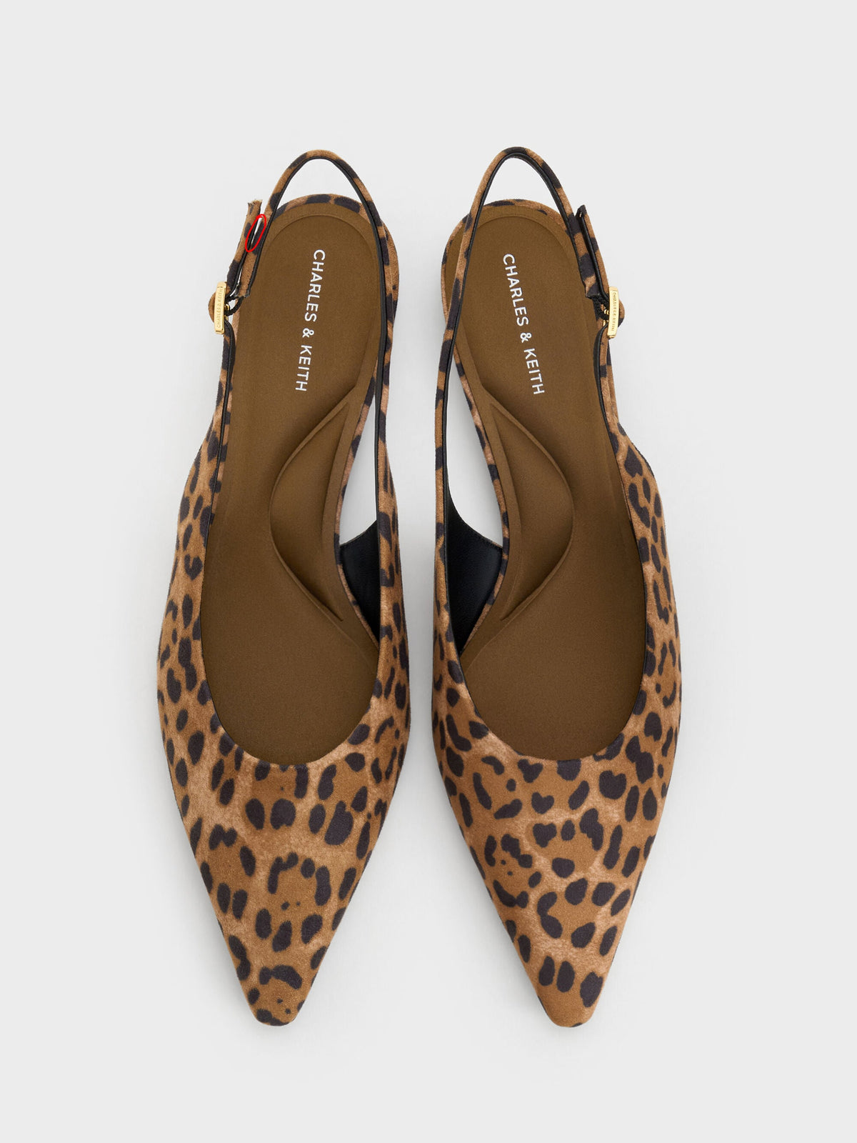 CHARLES & KEITH Value / Emelia Leopard-Print Slingback Flats - Animal Print Natural