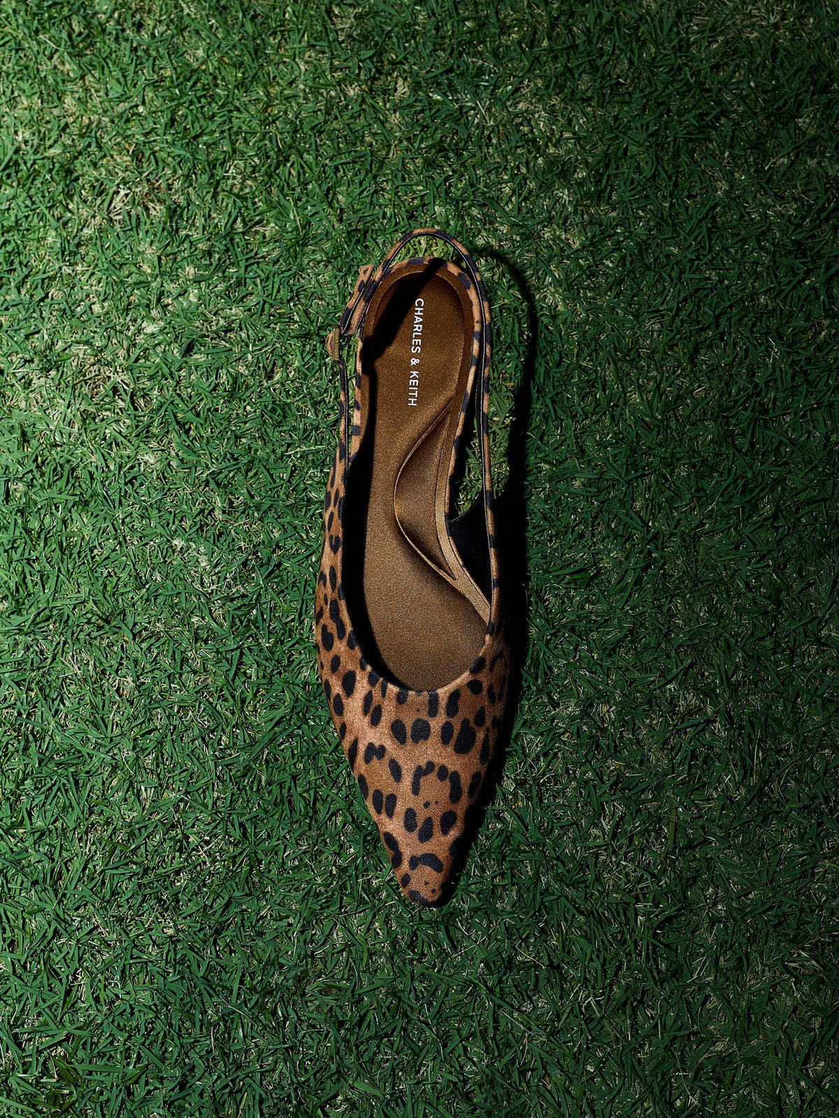 CHARLES & KEITH Value / Emelia Leopard-Print Slingback Flats - Animal Print Natural