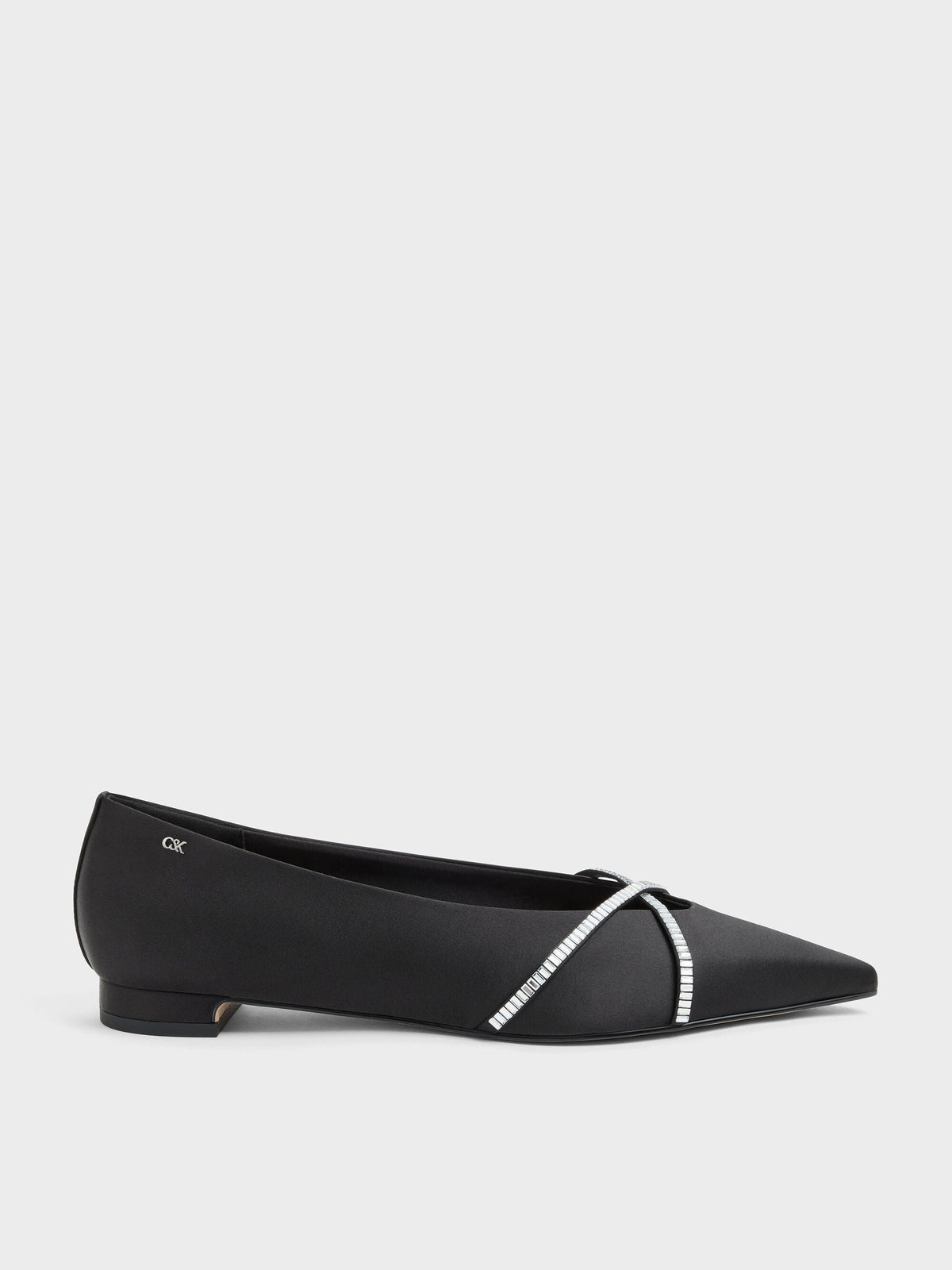 CHARLES & KEITH Quality / Gem Crossover Ballet Flats - Black Textured