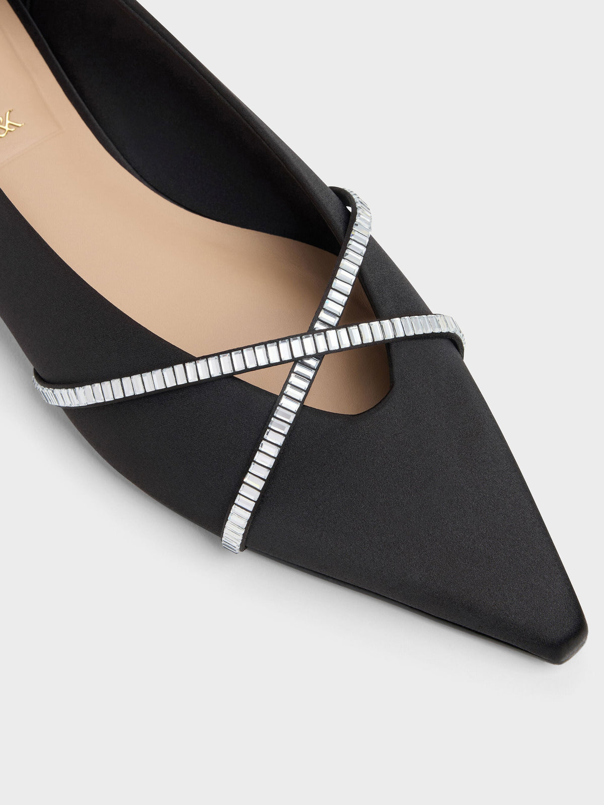 CHARLES & KEITH Quality / Gem Crossover Ballet Flats - Black Textured