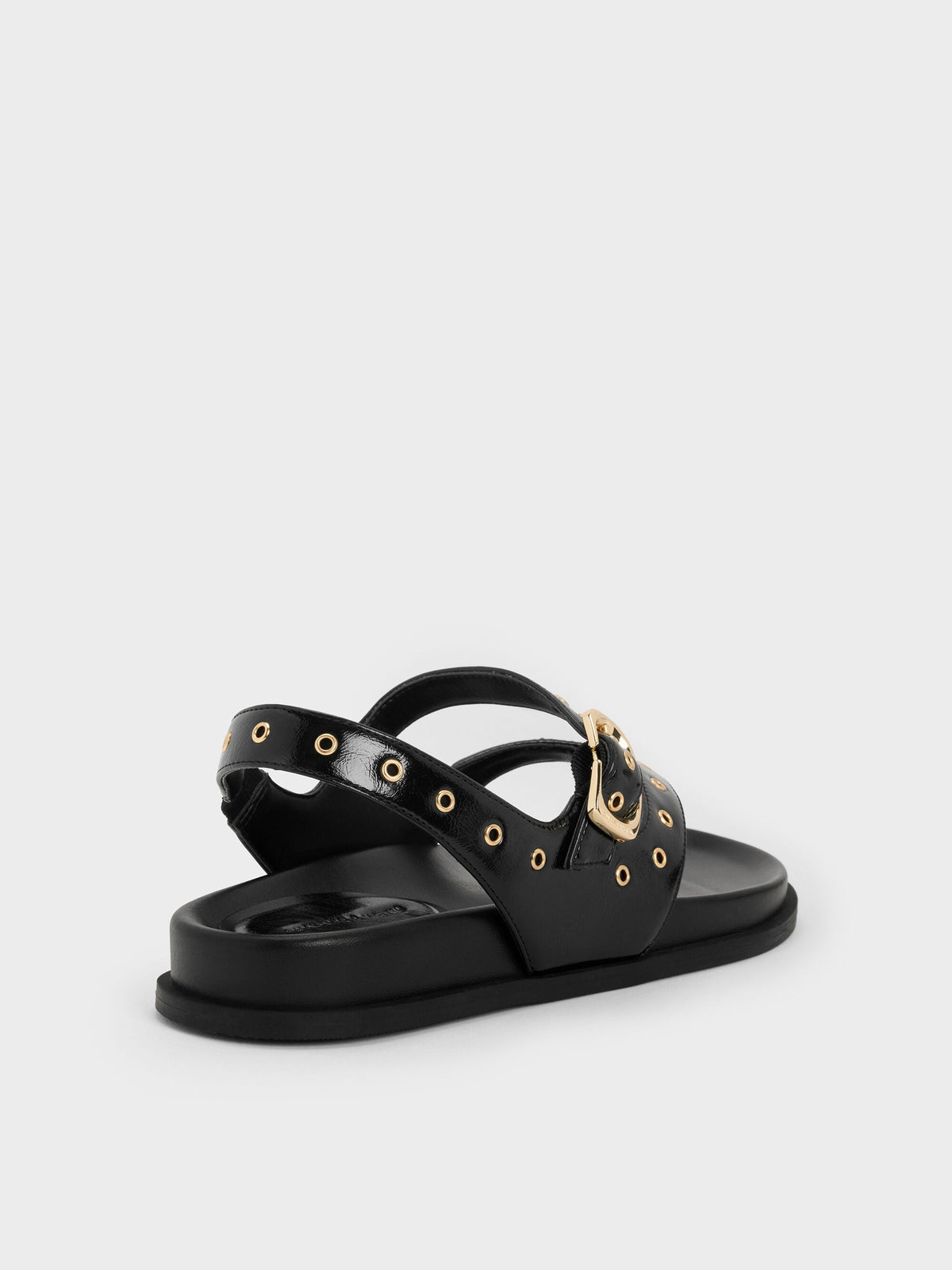 CHARLES & KEITH Recommended / Grommet Thong Slingback Sandals - Black