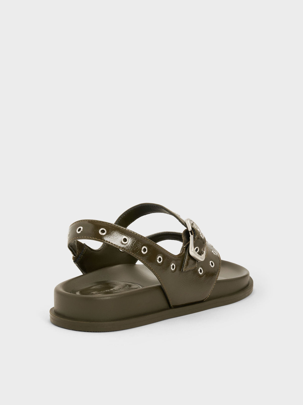 CHARLES & KEITH Smart Buy / Grommet Thong Slingback Sandals - Olive