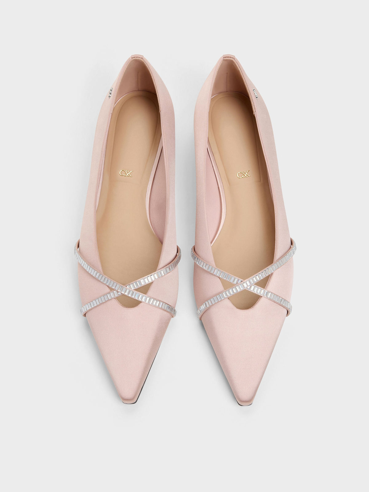 CHARLES & KEITH Discount / Gem Crossover Ballet Flats - Pink