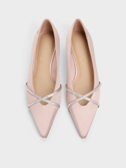 CHARLES & KEITH Discount / Gem Crossover Ballet Flats - Pink