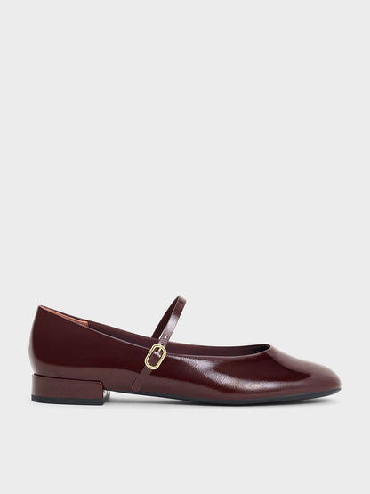 CHARLES & KEITH Best Price / Gertrude Patent Mary Janes - Burgundy