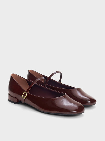 CHARLES & KEITH Best Price / Gertrude Patent Mary Janes - Burgundy