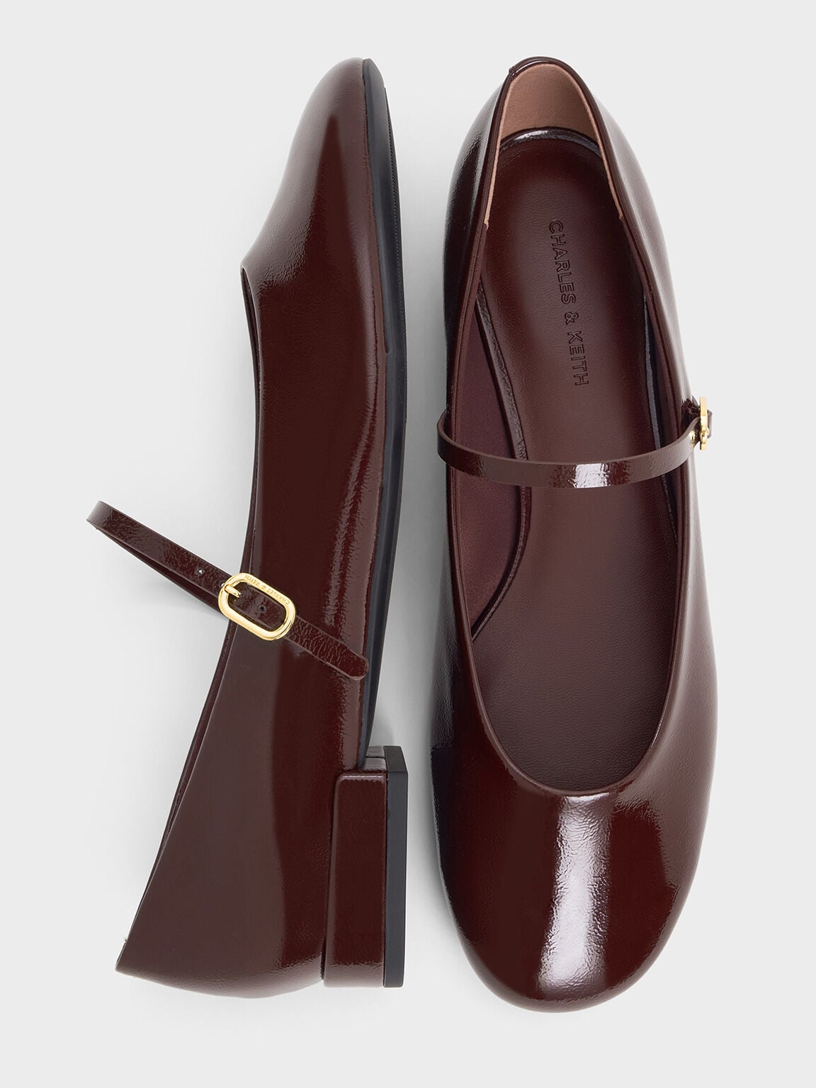 CHARLES & KEITH Best Price / Gertrude Patent Mary Janes - Burgundy