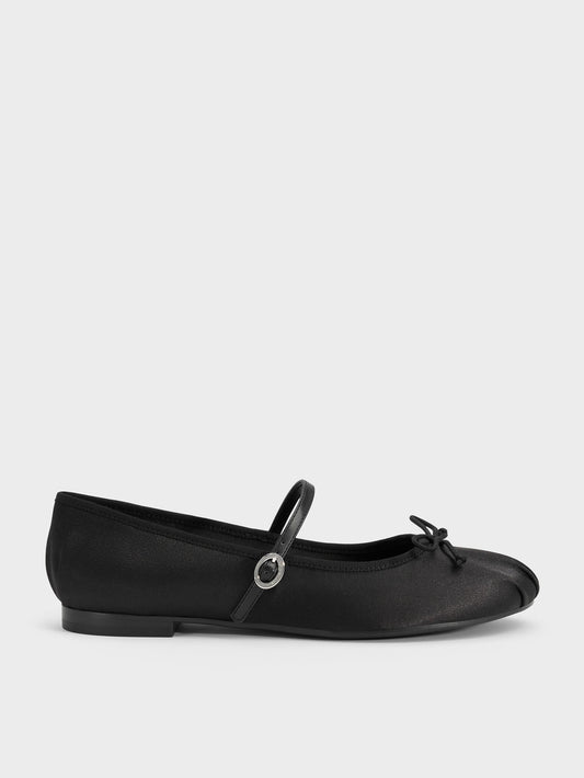 CHARLES & KEITH Deals / Emiko Satin Bow Mary Jane Flats - Black