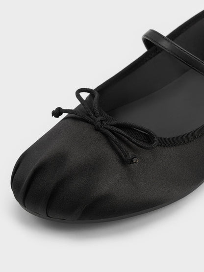 CHARLES & KEITH Deals / Emiko Satin Bow Mary Jane Flats - Black