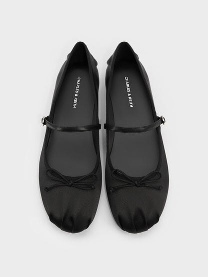CHARLES & KEITH Deals / Emiko Satin Bow Mary Jane Flats - Black