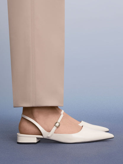 CHARLES & KEITH Everyday / Roxane Slingback Mary Jane Flats - Chalk