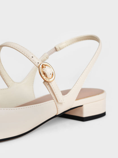 CHARLES & KEITH Everyday / Roxane Slingback Mary Jane Flats - Chalk