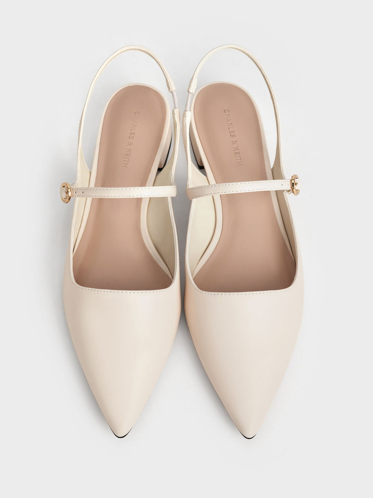 CHARLES & KEITH Everyday / Roxane Slingback Mary Jane Flats - Chalk