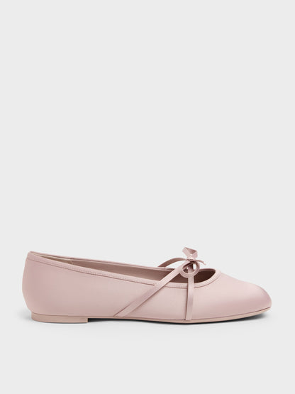 CHARLES & KEITH Sale / Satin Bow Ballet Flats - Pink