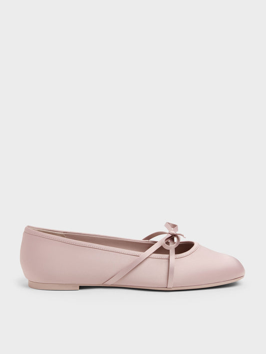 CHARLES & KEITH Sale / Satin Bow Ballet Flats - Pink