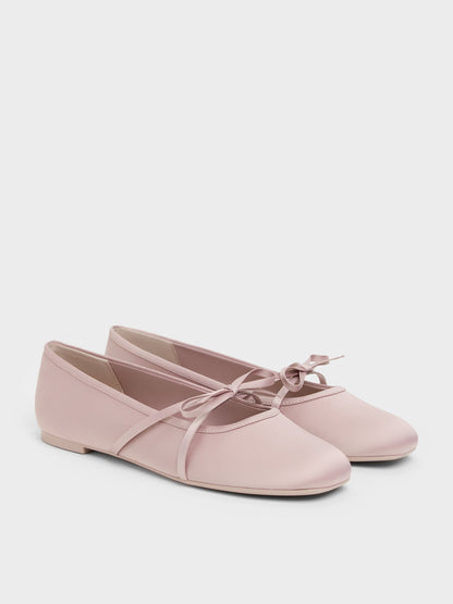 CHARLES & KEITH Sale / Satin Bow Ballet Flats - Pink