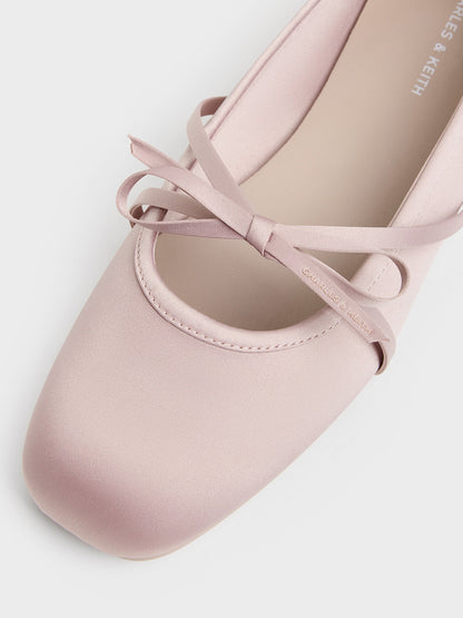 CHARLES & KEITH Sale / Satin Bow Ballet Flats - Pink