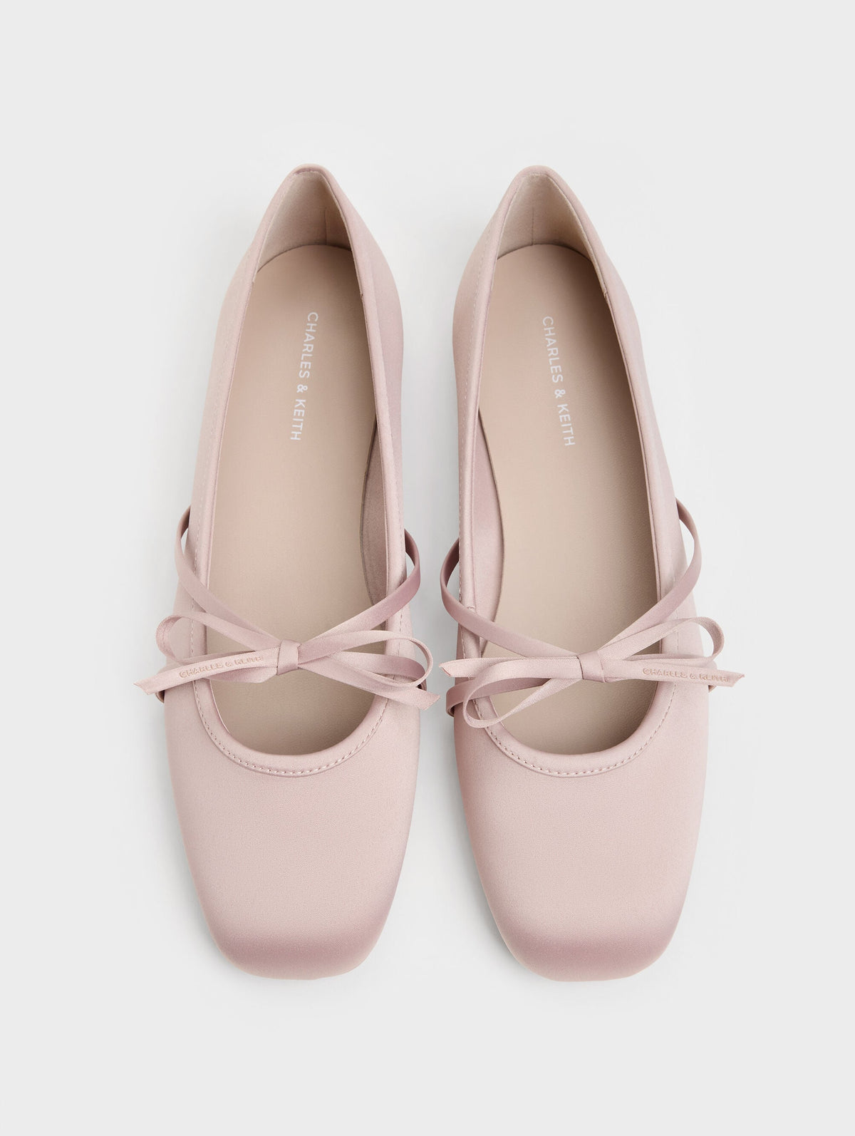 CHARLES & KEITH Sale / Satin Bow Ballet Flats - Pink