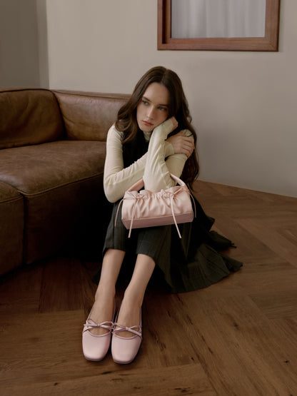 CHARLES & KEITH Sale / Satin Bow Ballet Flats - Pink
