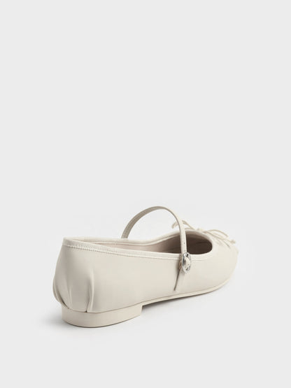 CHARLES & KEITH Top Pick / Emiko Bow Mary Jane Flats - Chalk