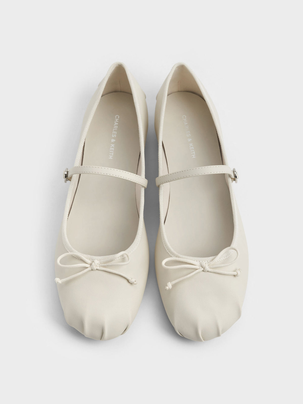 CHARLES & KEITH Top Pick / Emiko Bow Mary Jane Flats - Chalk
