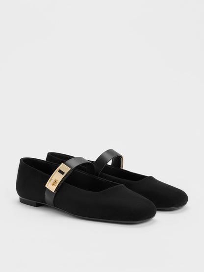 CHARLES & KEITH Latest / Lando Faux Suede Mary Jane Flats - Black2
