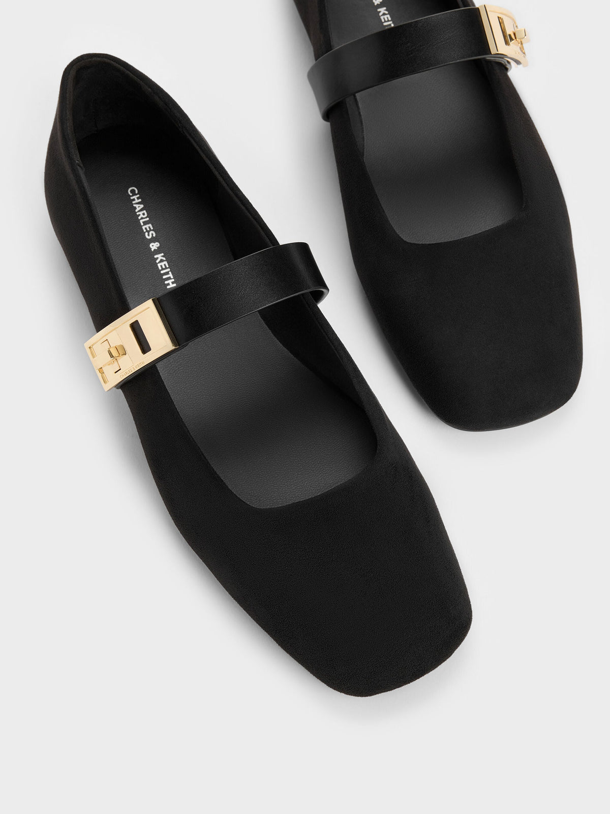CHARLES & KEITH Latest / Lando Faux Suede Mary Jane Flats - Black2