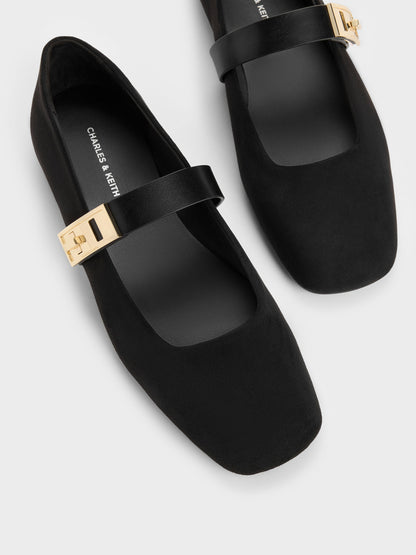 CHARLES & KEITH Latest / Lando Faux Suede Mary Jane Flats - Black2