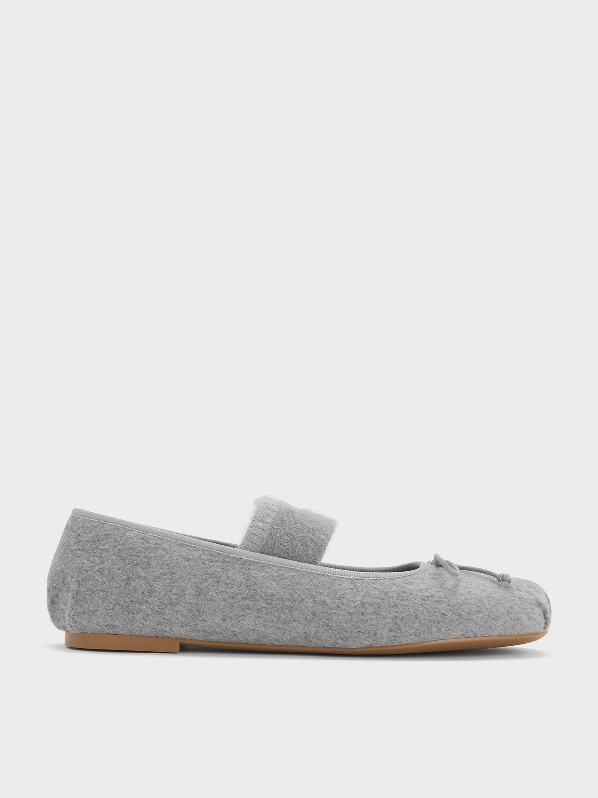 CHARLES & KEITH Discount / Winona Felt Mary Jane Flats - Light Grey