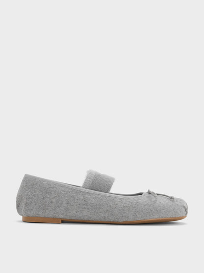 CHARLES & KEITH Discount / Winona Felt Mary Jane Flats - Light Grey