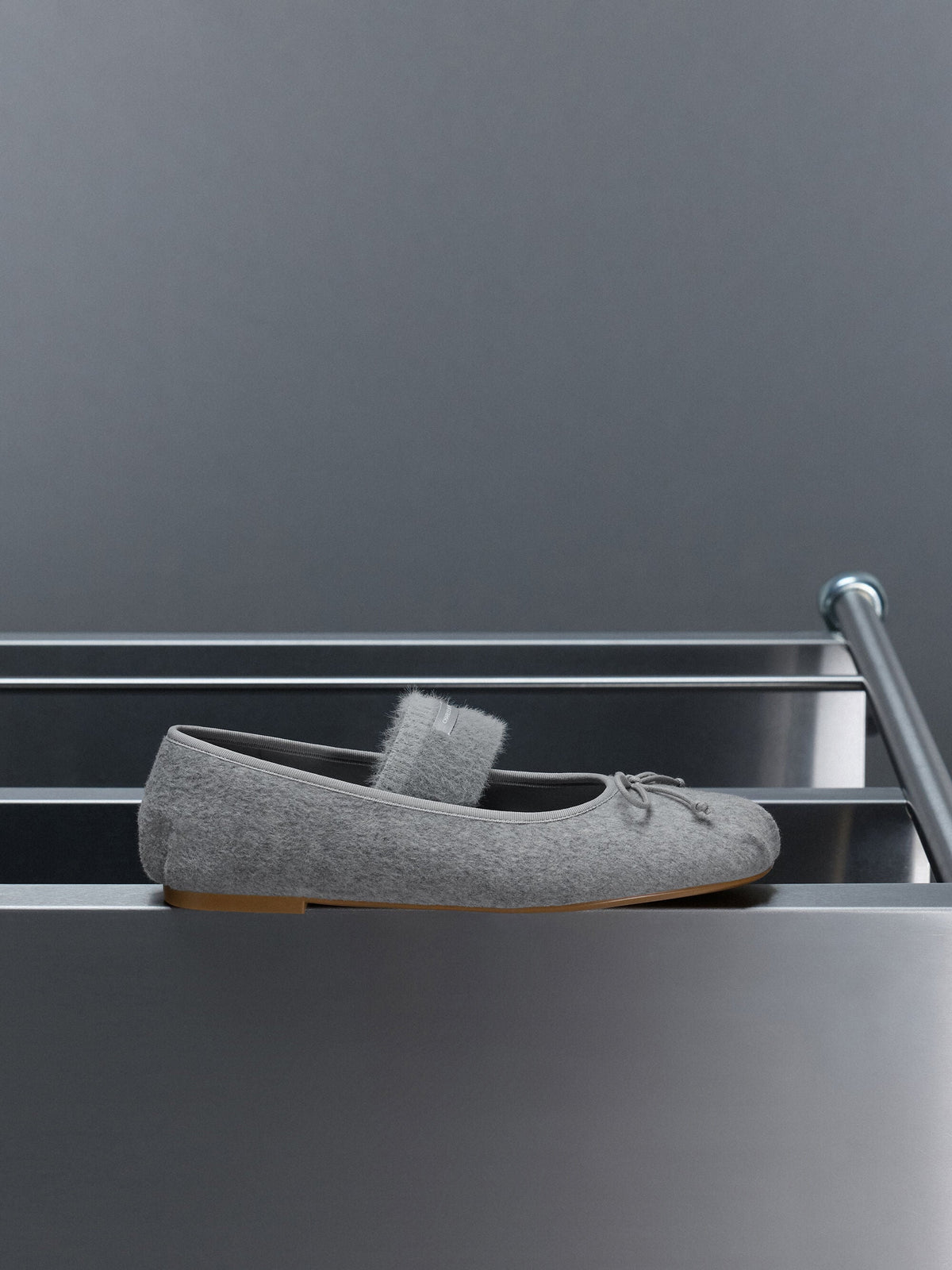 CHARLES & KEITH Discount / Winona Felt Mary Jane Flats - Light Grey