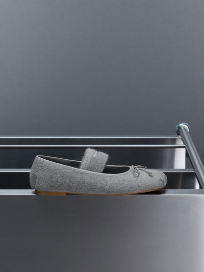 CHARLES & KEITH Discount / Winona Felt Mary Jane Flats - Light Grey