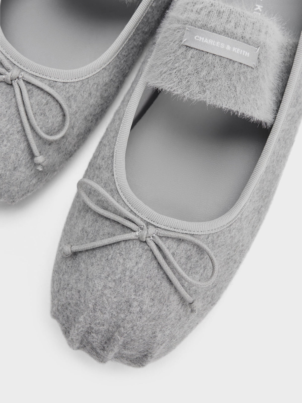 CHARLES & KEITH Discount / Winona Felt Mary Jane Flats - Light Grey