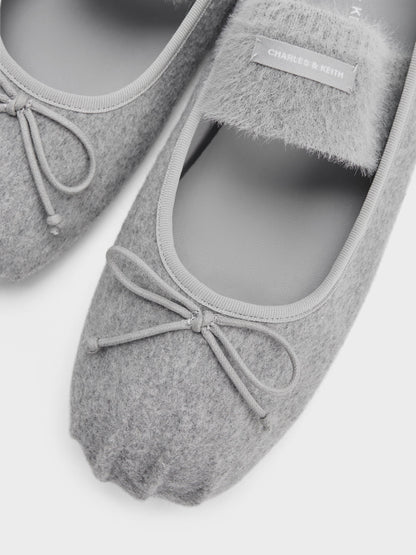 CHARLES & KEITH Discount / Winona Felt Mary Jane Flats - Light Grey
