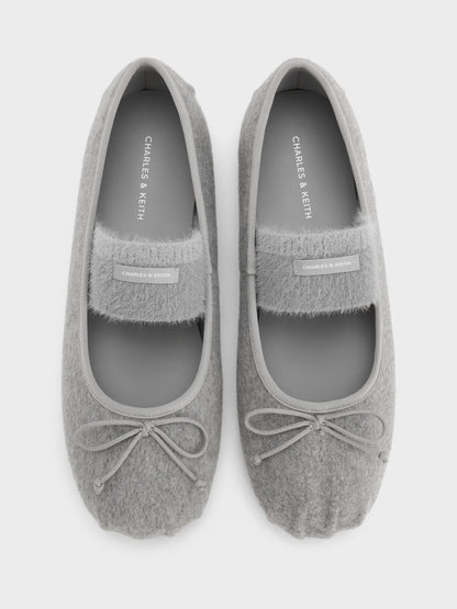 CHARLES & KEITH Discount / Winona Felt Mary Jane Flats - Light Grey