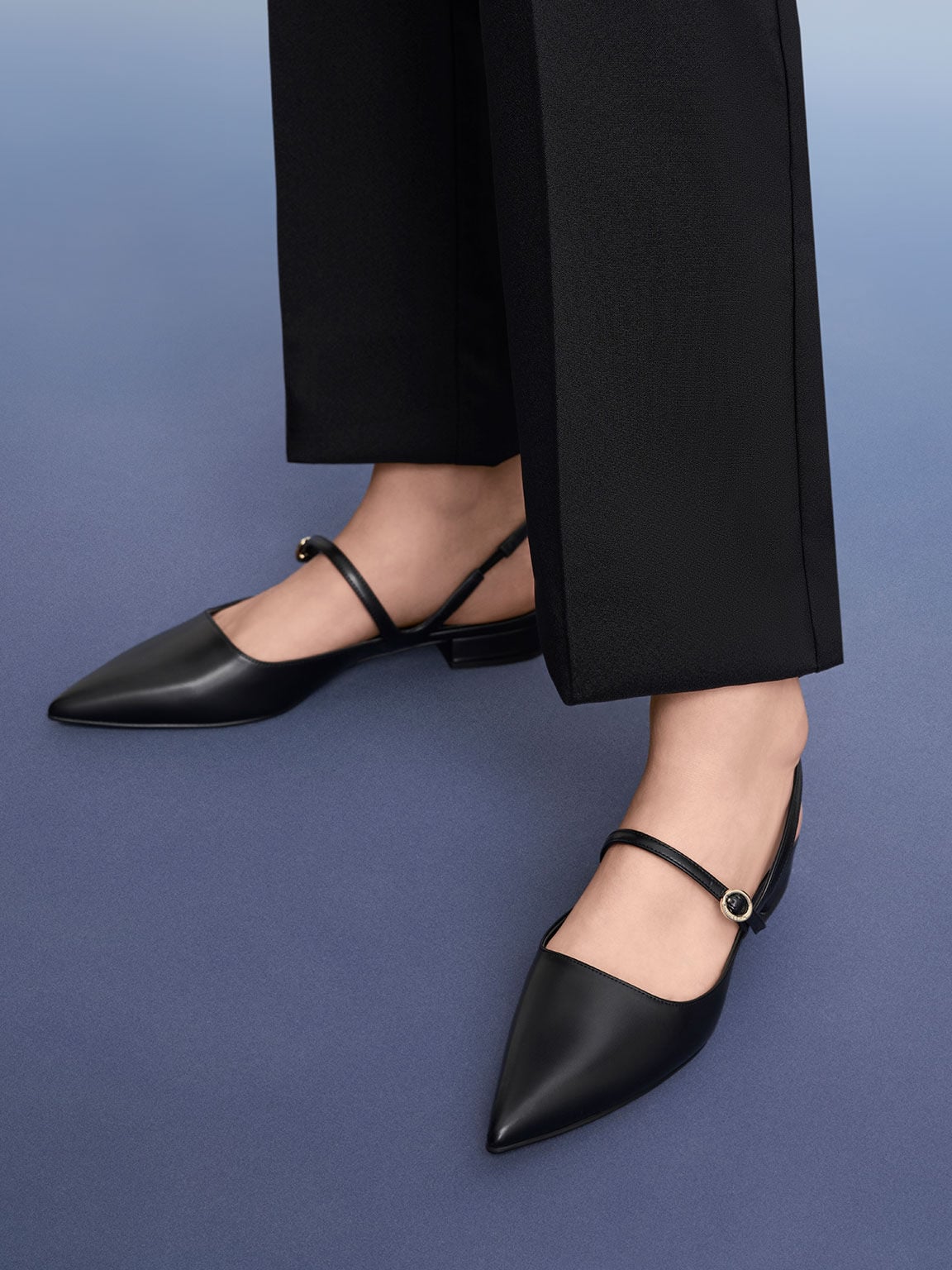 CHARLES & KEITH Quality / Roxane Slingback Mary Jane Flats - Black