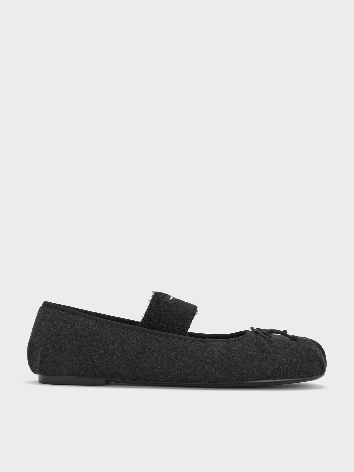 CHARLES & KEITH New / Winona Felt Mary Jane Flats - Black Textured